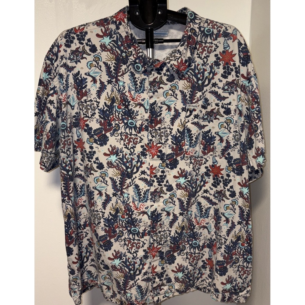 Columbia PFG Men's USA Fish Vented Short Sleeve Shirt Size XXL Multicolor - Picture 1 of 7